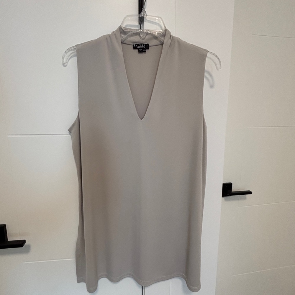 ByLysse Sleeveless V-Neck Tunic Top - Light Gray/Stone, Medium